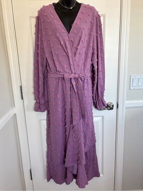 BTFBM Lilac Polka Dot Belted Maxi Dress